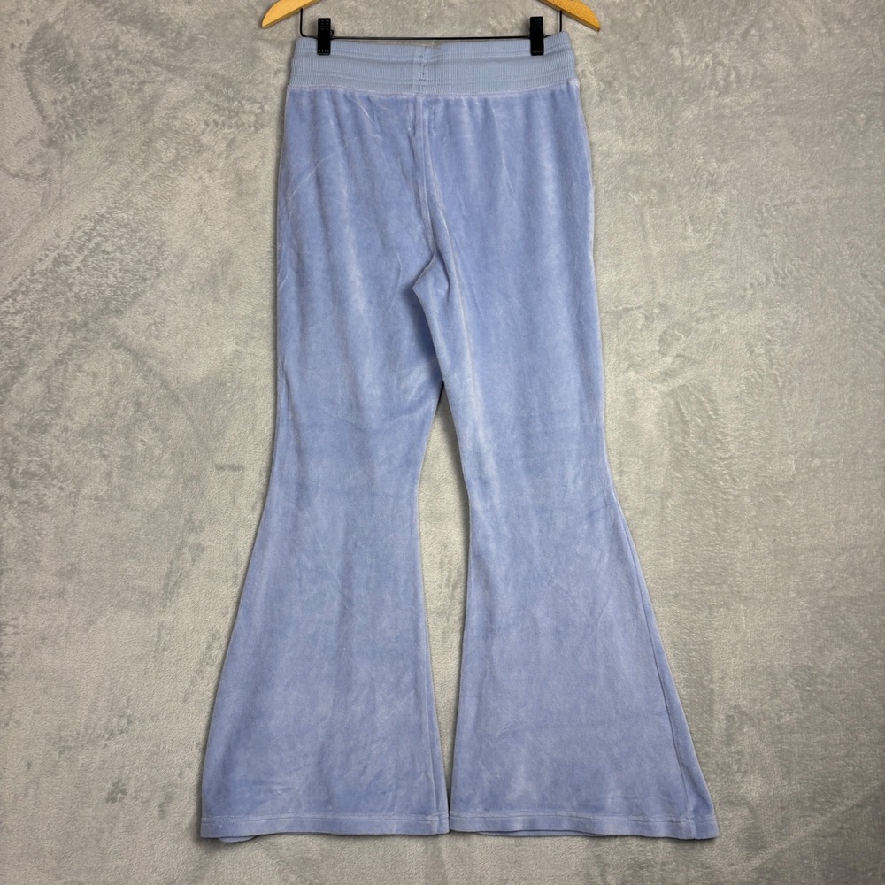 Aerie Velour Super Flare‎ Real Obsessed Pants Light Blue Drawstring Waist M Y2K - Picture 3 of 8